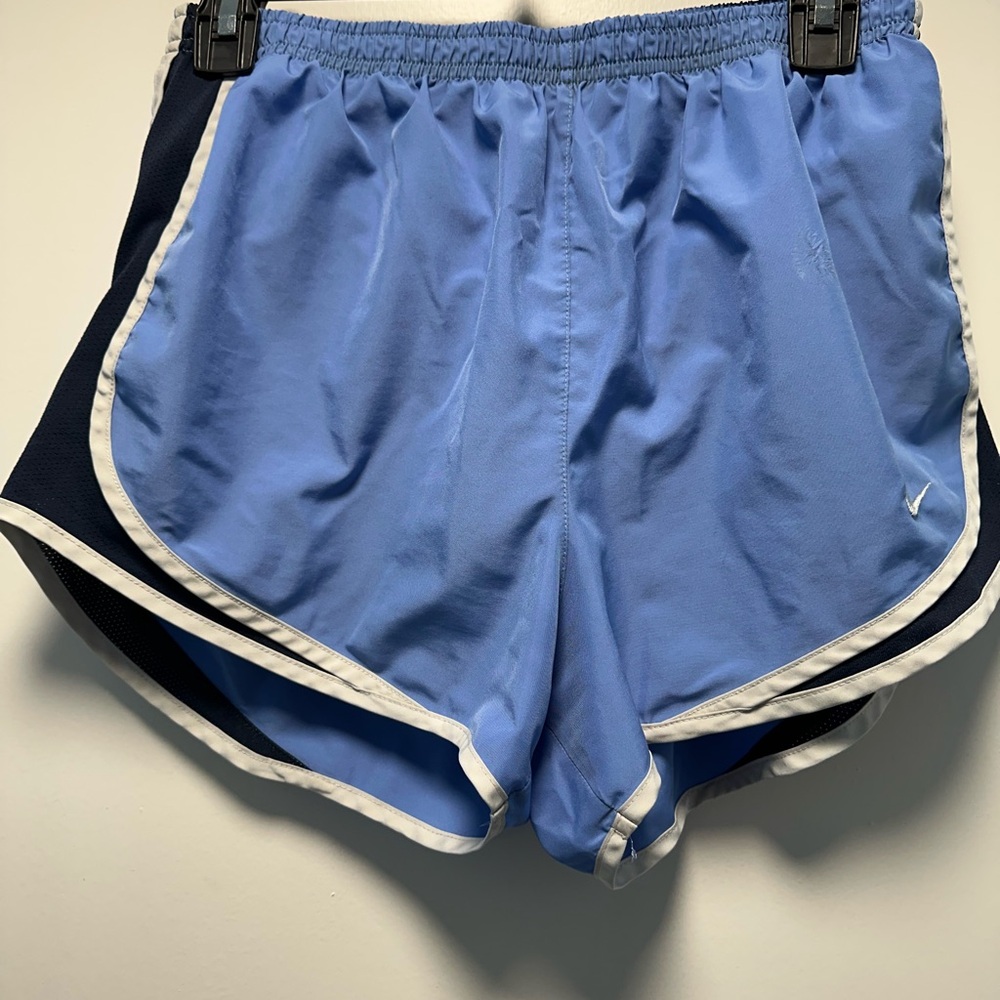 Nike Women's Sky Blue Athletic Shorts with Navy Panels